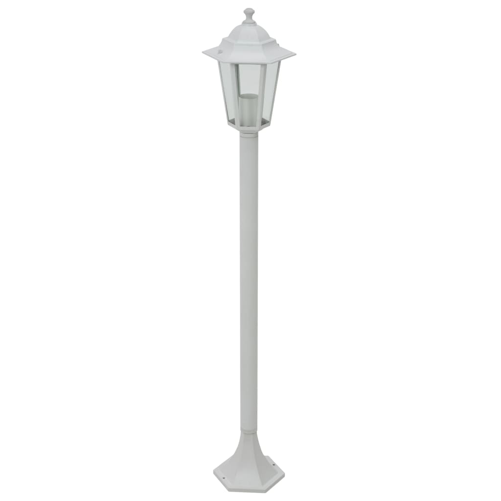 Hagelyktestolpe E27 110 cm 6 stk aluminium hvit