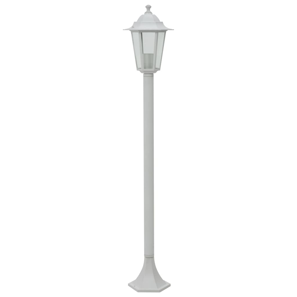 Hagelyktestolpe E27 110 cm 6 stk aluminium hvit