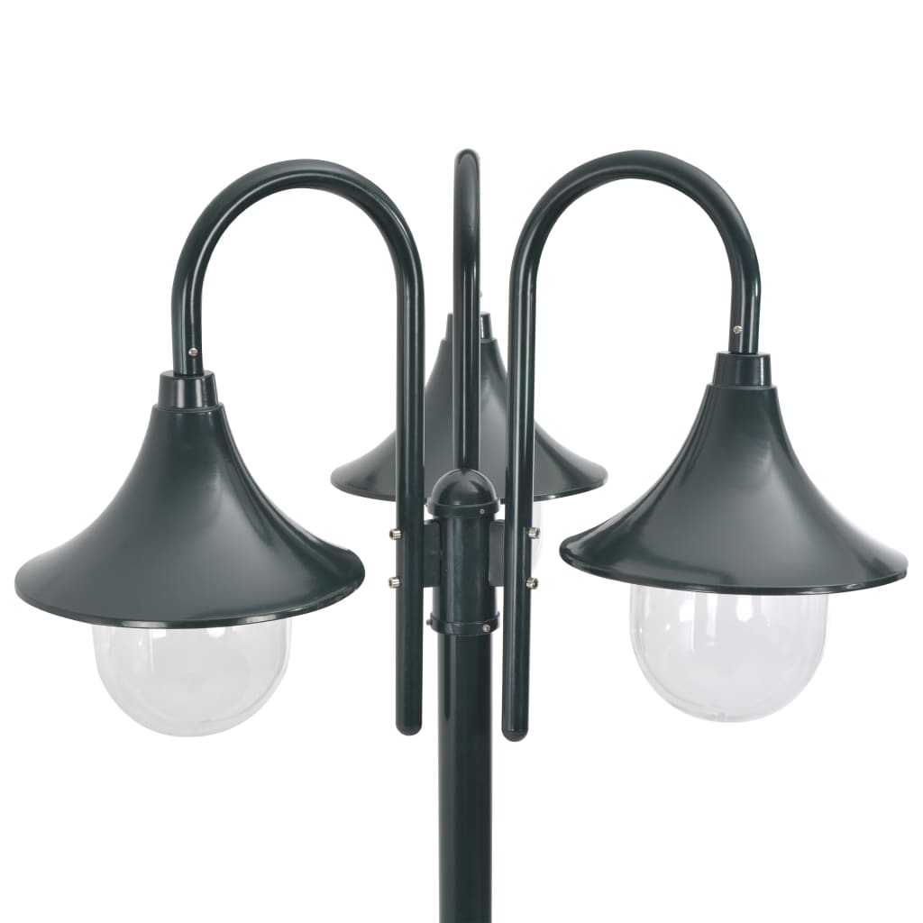 Hagelyktestolpe E27 220 cm aluminium 3 lamper mørkegrønn