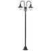 Hagelyktestolpe E27 220 cm aluminium 2 lamper mørkegrønn