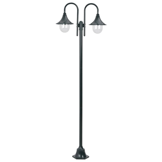 Hagelyktestolpe E27 220 cm aluminium 2 lamper mørkegrønn