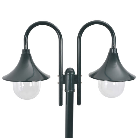 Hagelyktestolpe E27 220 cm aluminium 2 lamper mørkegrønn