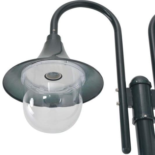 Hagelyktestolpe E27 220 cm aluminium 2 lamper mørkegrønn