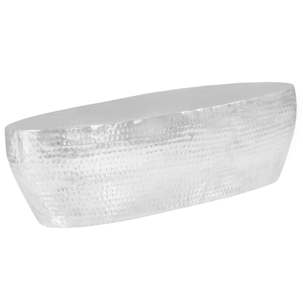 Salongbord hamret sølv 100x50x28 cm aluminium