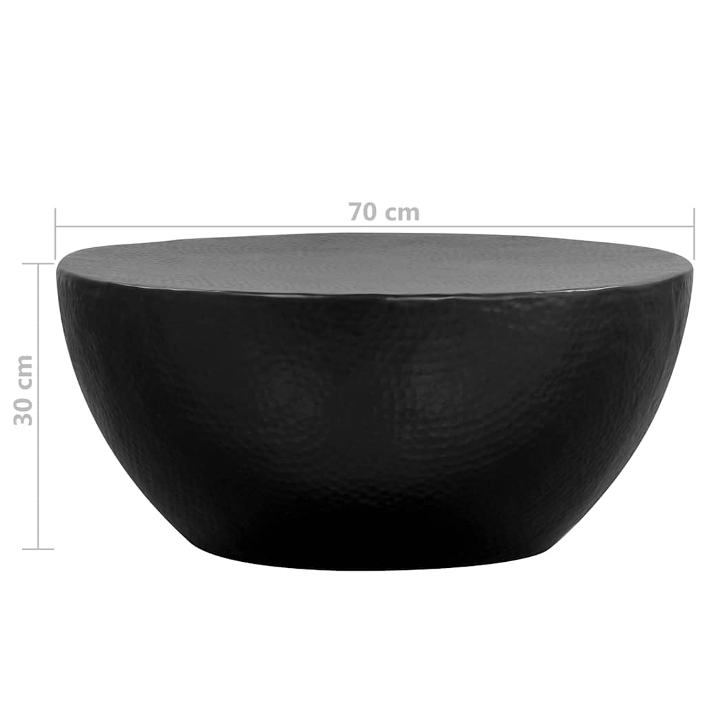 Salongbord hamret aluminium 70x30 cm svart