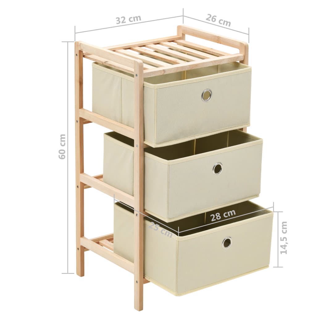 Oppbevaringshylle med 3 stoffkurver sedertre beige