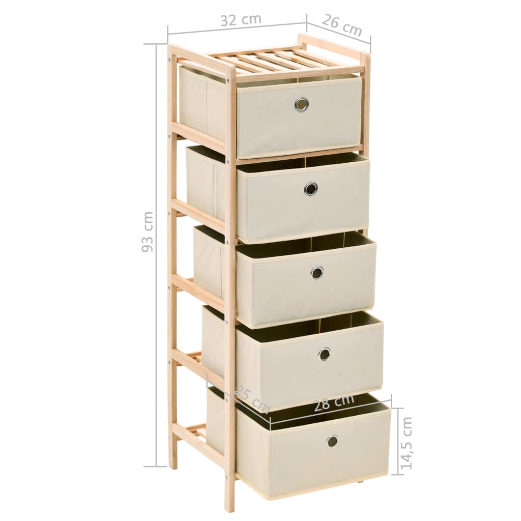 Oppbevaringshylle med 5 stoffkurver sedertre beige