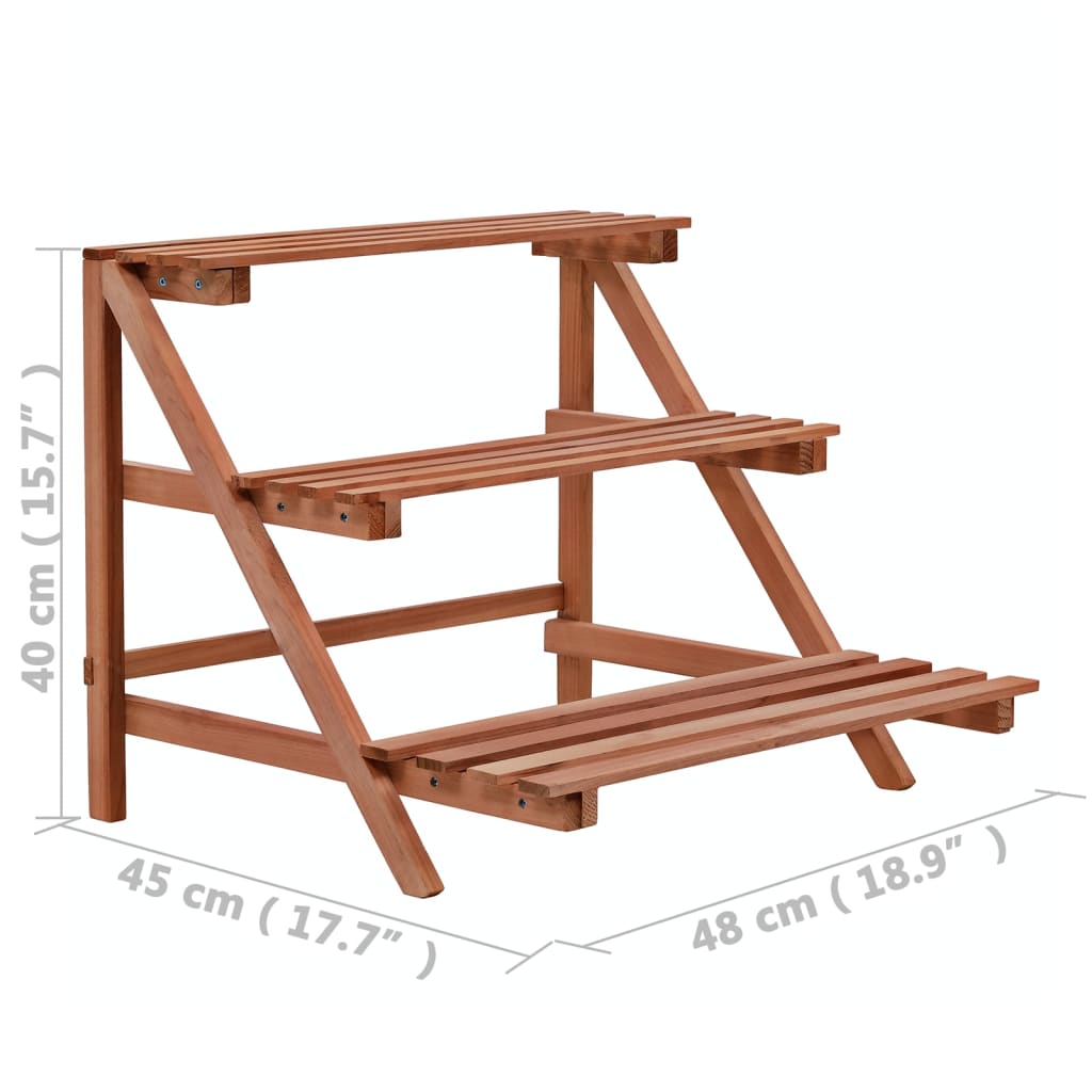 Blomsterstativ i 3 etasjer sedertre 48x45x40 cm
