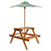 Barnepiknikbord med parasoll 79x90x60 cm heltre akasie