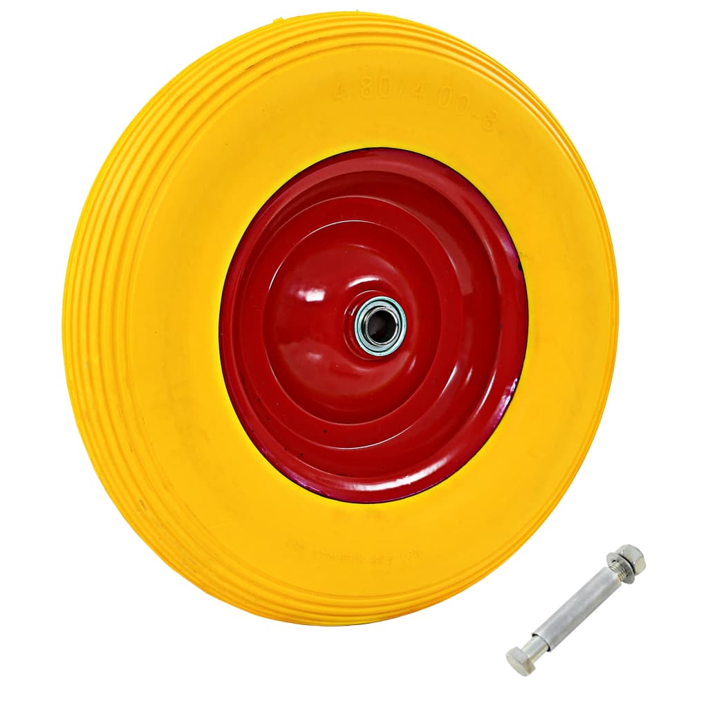 Trillebårhjul med aksel massiv PU 4,00-8 390 mm