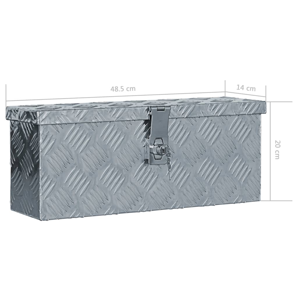 Aluminiumsboks 48,5x14x20 cm sølv