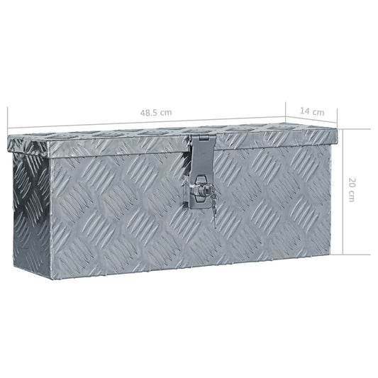 Aluminiumsboks 48,5x14x20 cm sølv