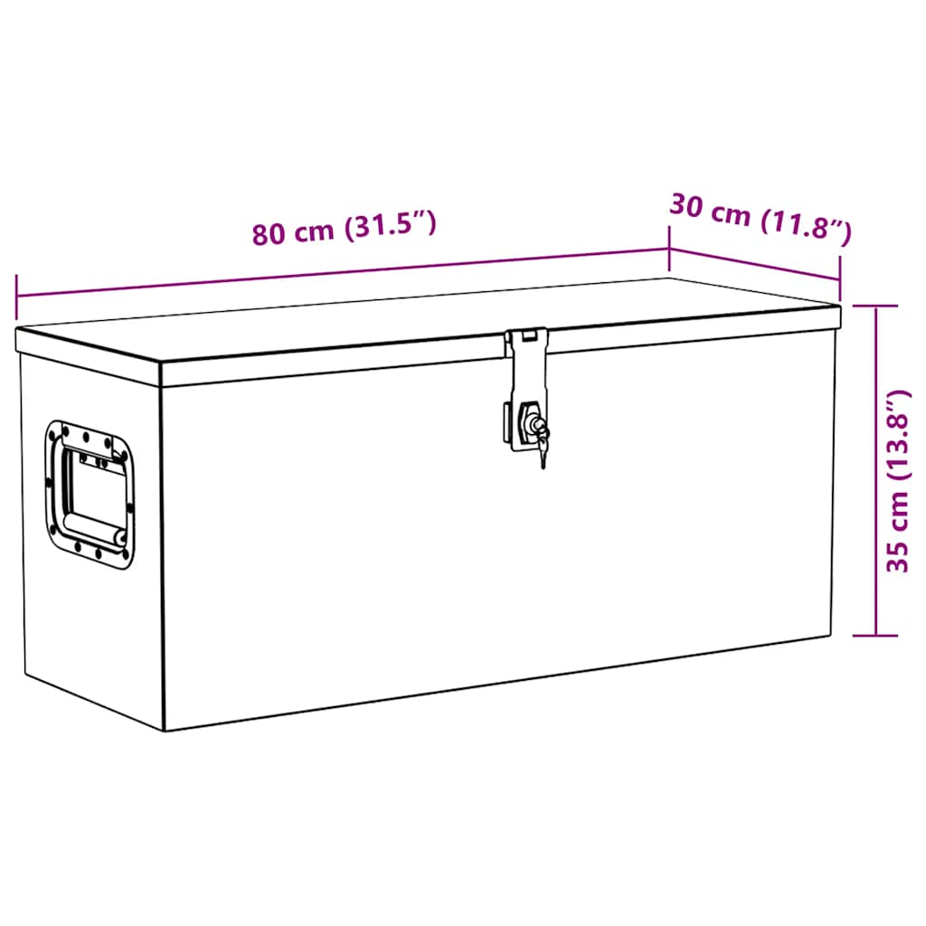 Aluminiumsboks 70x24x42 cm trapesformet sølv