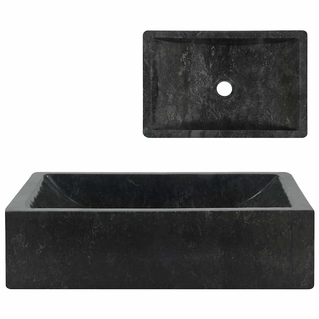 Vask 45x30x12 cm marmor høyglans svart vidaXL