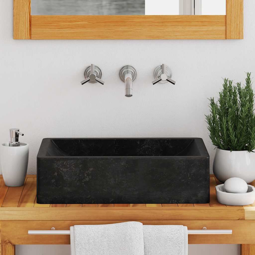 Vask 45x30x12 cm marmor høyglans svart vidaXL