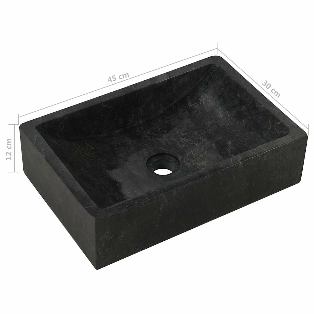 Vask 45x30x12 cm marmor høyglans svart vidaXL