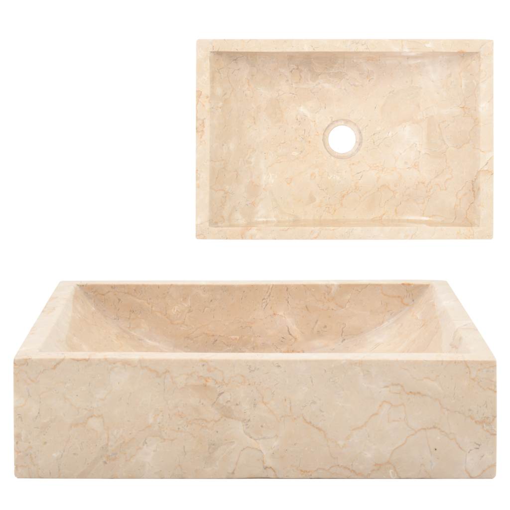 Vask 45x30x12 cm marmor høyglans krem