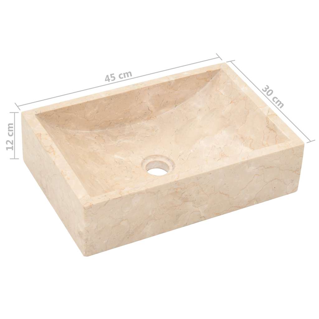 Vask 45x30x12 cm marmor høyglans krem