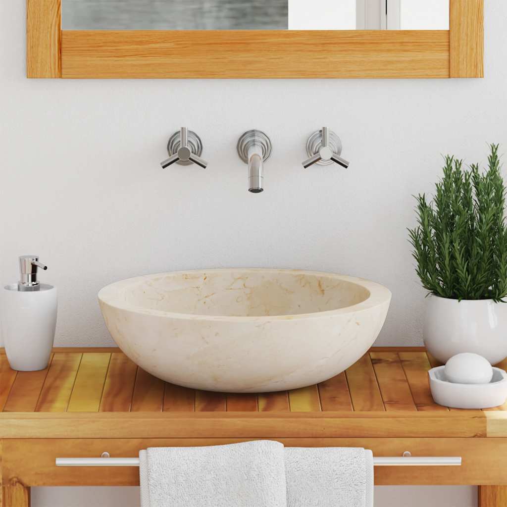 Vask 40x12 cm marmor krem