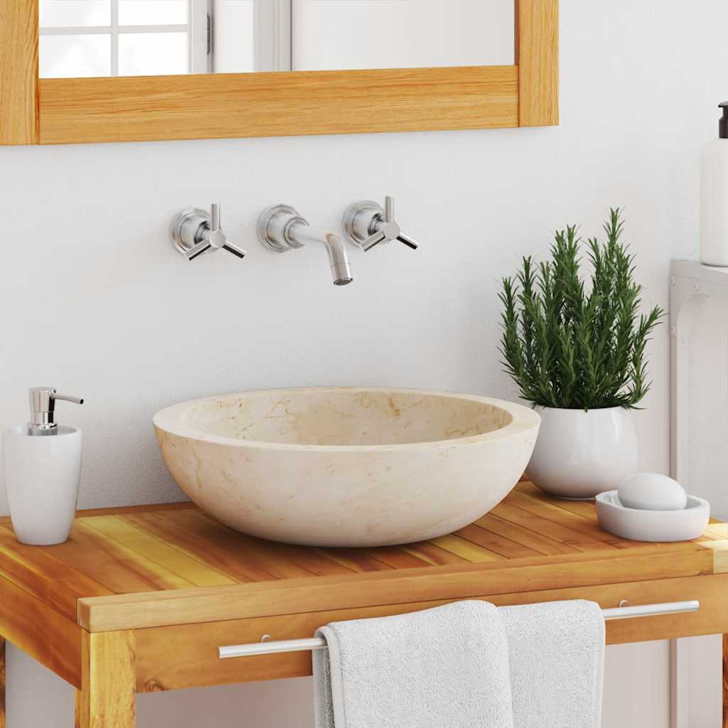Vask 40x12 cm marmor krem