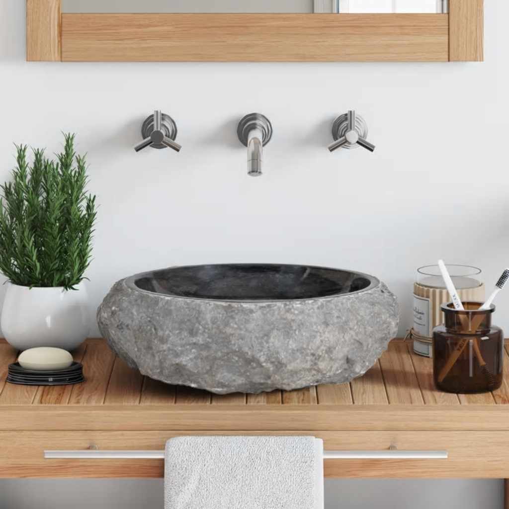 Vask 40x12 cm marmor svart
