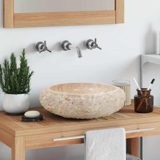 Vask 40x12 cm marmor krem vidaXL