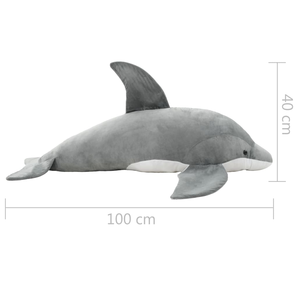 Lekedelfin i plysj grå