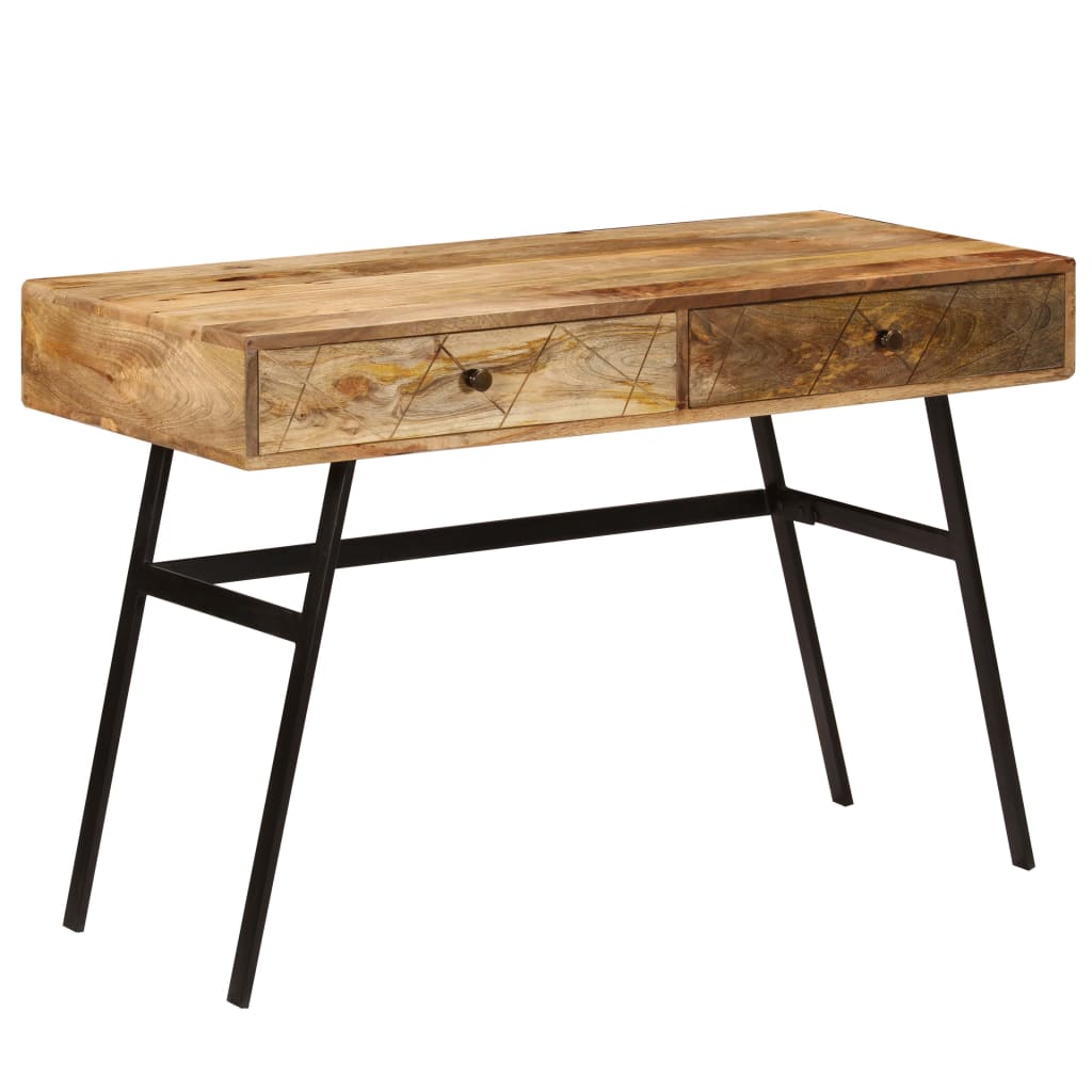 Skrivebord med skuffer heltre mango 110x50x76 cm vidaXL