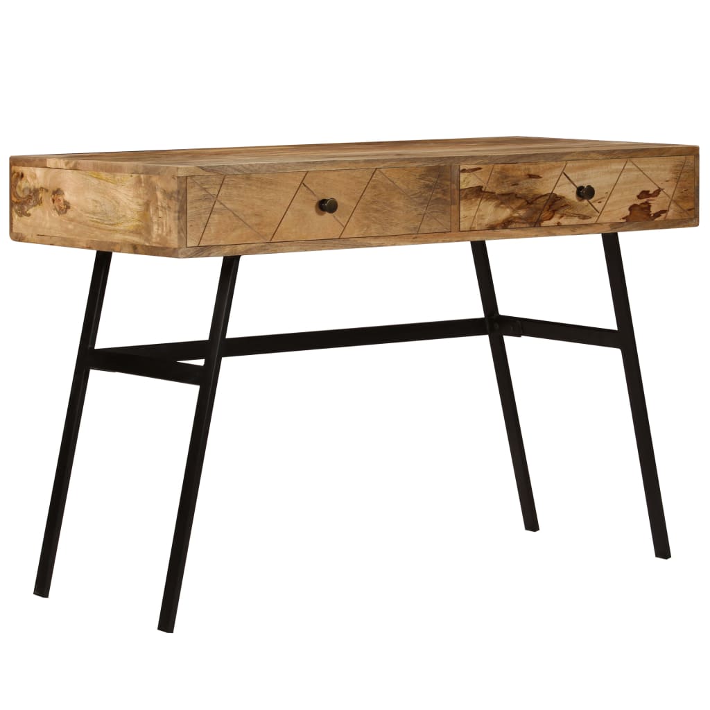 Skrivebord med skuffer heltre mango 110x50x76 cm vidaXL