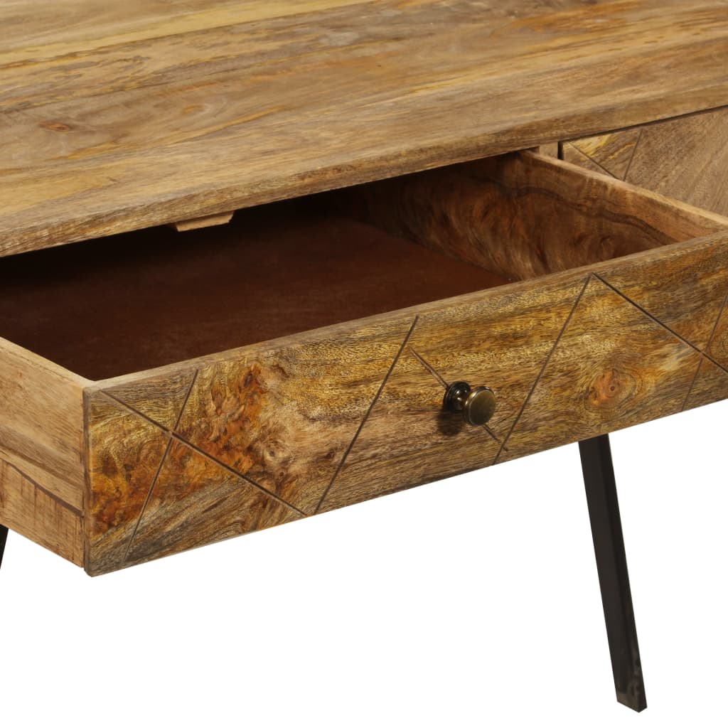Skrivebord med skuffer heltre mango 110x50x76 cm vidaXL