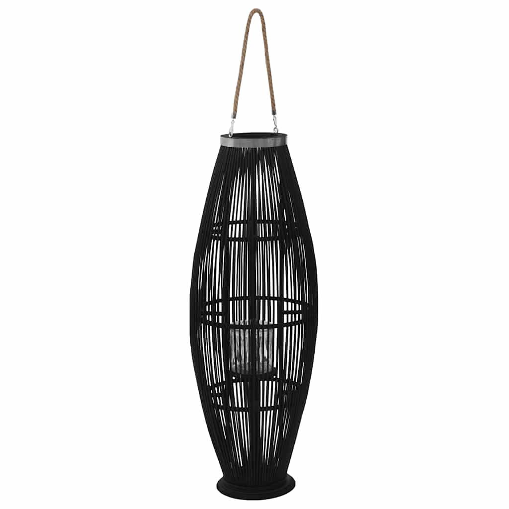 Hengelanterne for stearinlys bambus svart 95 cm