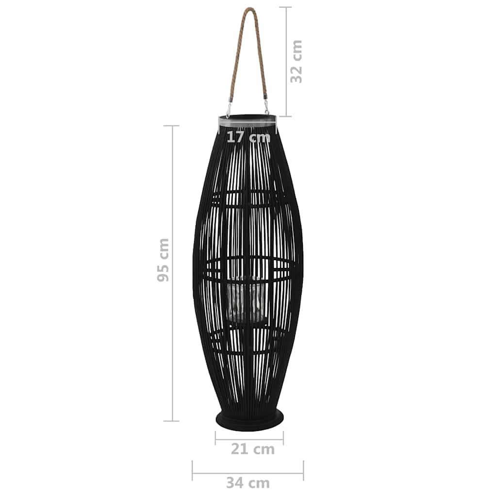 Hengelanterne for stearinlys bambus svart 95 cm
