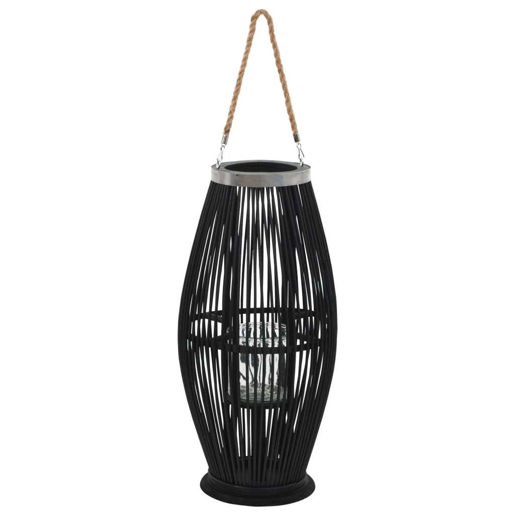 Hengelanterne for stearinlys bambus svart 60 cm