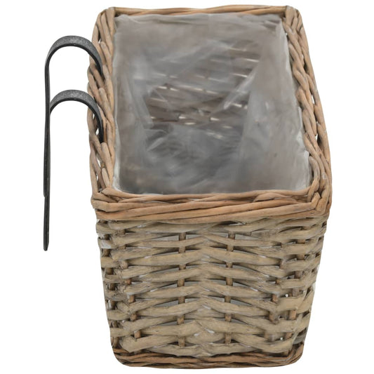 Plantekasser for balkong 2 stk flettekurv med PE-fôring 60 cm