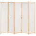 Romdeler 5 paneler krem 200x170x4 cm stoff vidaXL