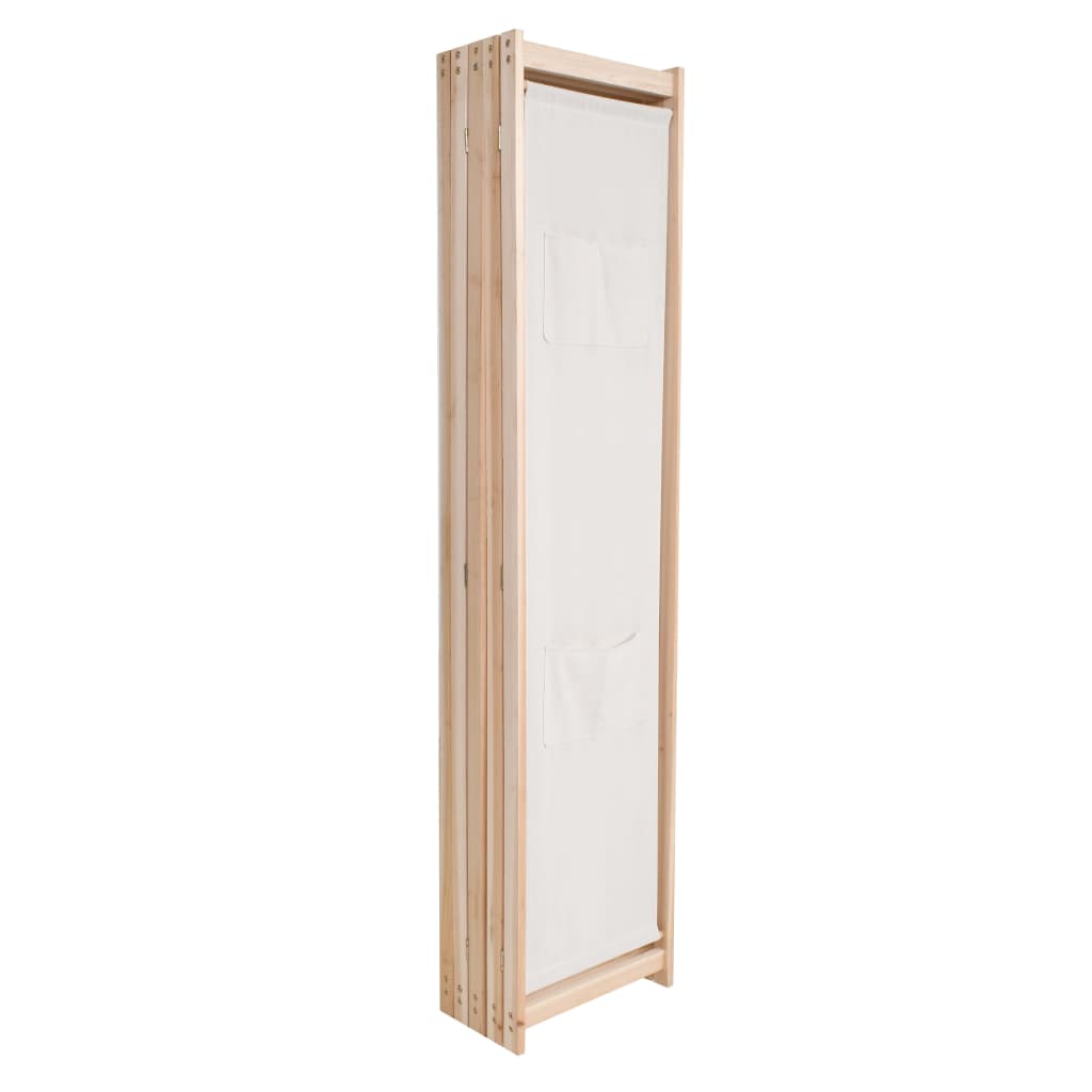 Romdeler 5 paneler krem 200x170x4 cm stoff vidaXL