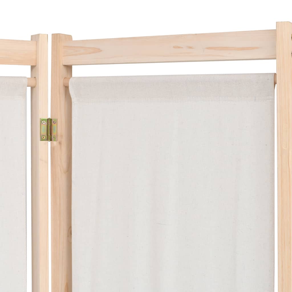 Romdeler 5 paneler krem 200x170x4 cm stoff vidaXL
