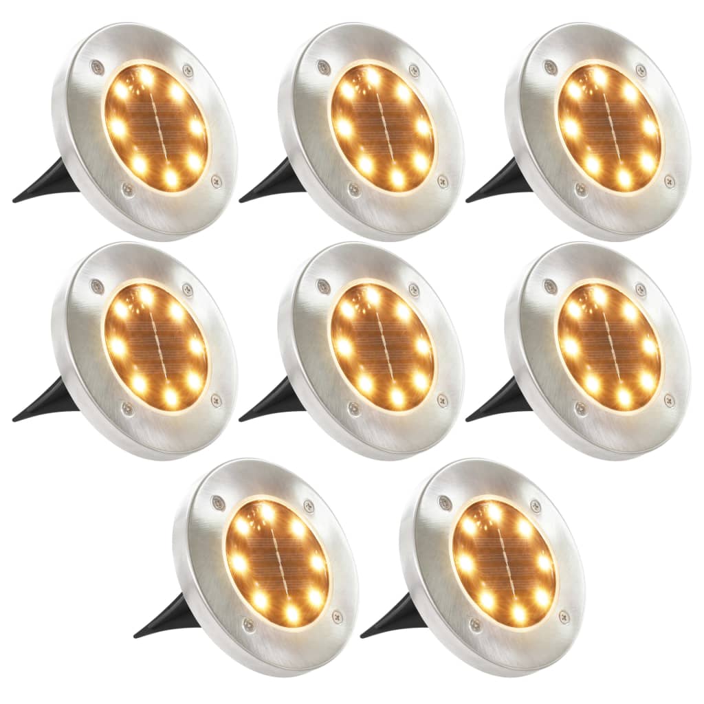 Soldrevet bakkelys 8 stk LED-lys varmhvit