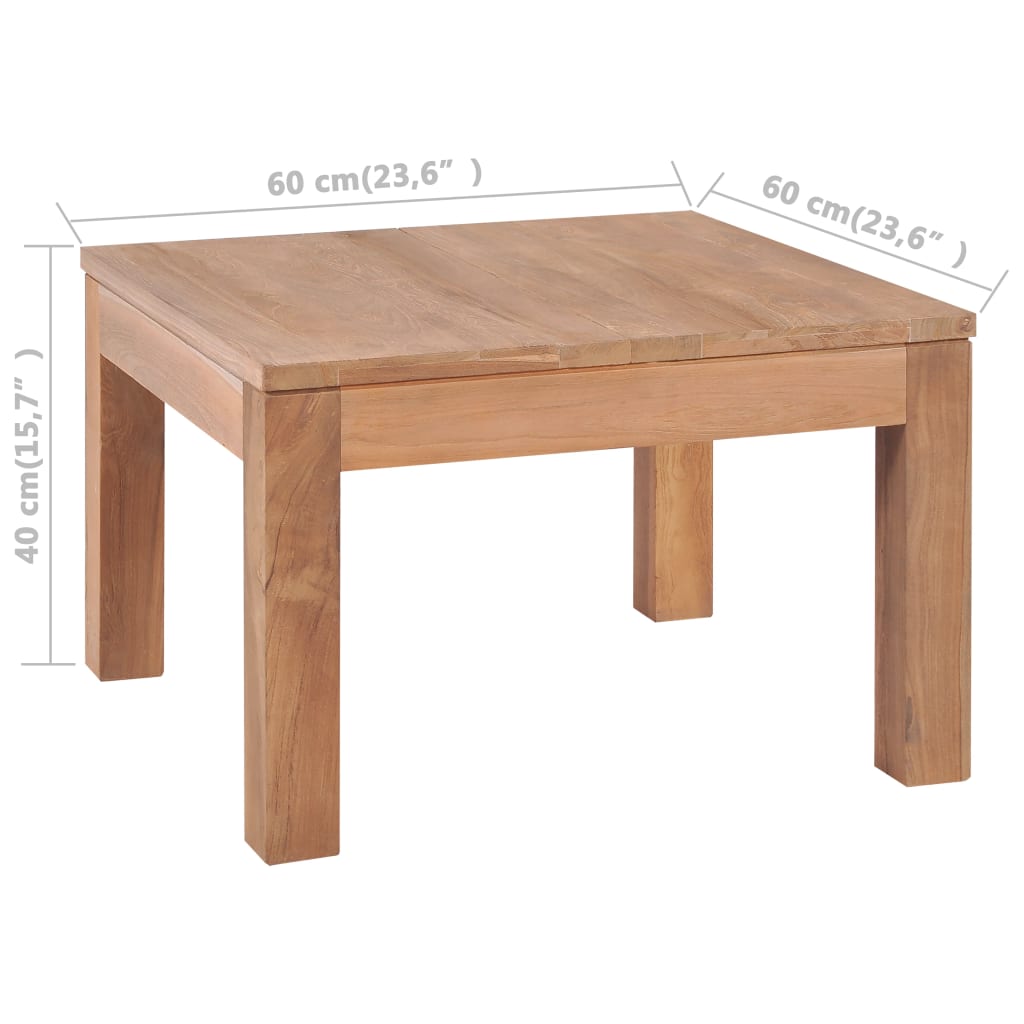 Salongbord heltre teak naturlig etterbehandling 60x60x40 cm