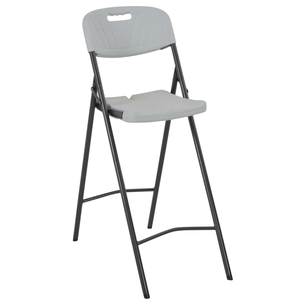 Sammenleggbare barstoler 2 stk HDPE og stål hvit