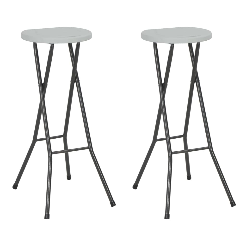 Sammenleggbare barkrakker 2 stk HDPE og stål hvit vidaXL