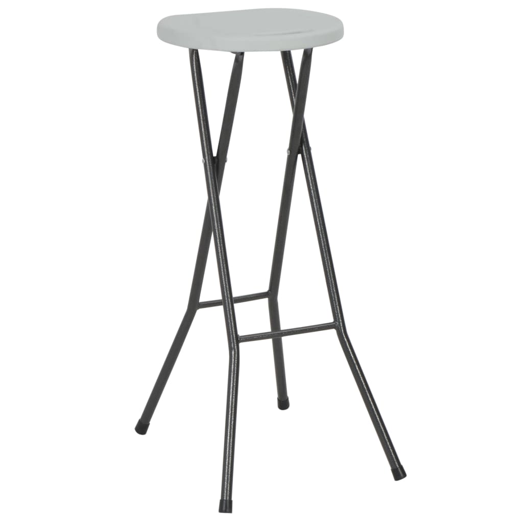 Sammenleggbare barkrakker 2 stk HDPE og stål hvit vidaXL