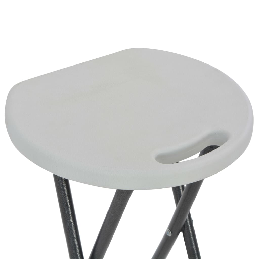 Sammenleggbare barkrakker 2 stk HDPE og stål hvit vidaXL