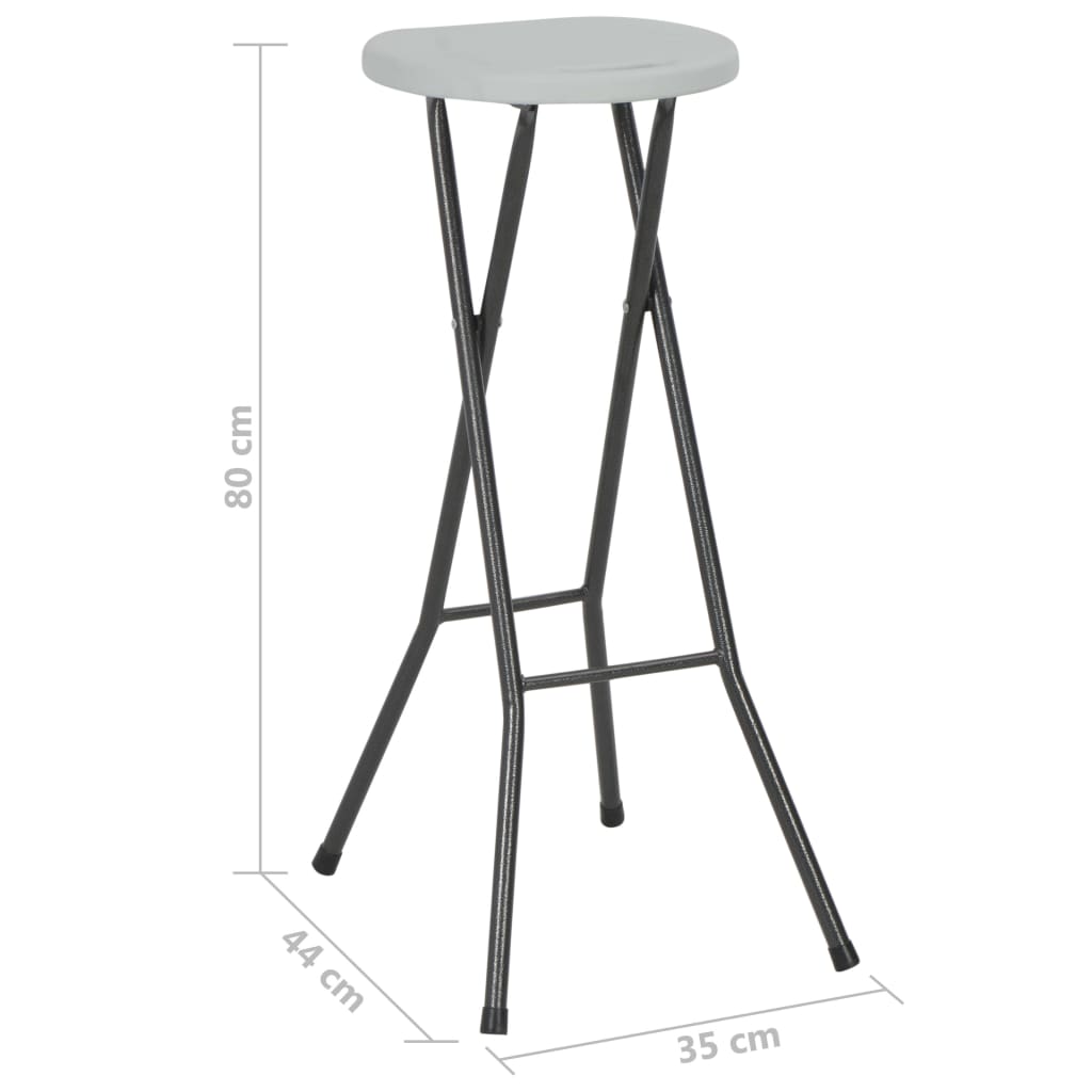 Sammenleggbare barkrakker 2 stk HDPE og stål hvit vidaXL
