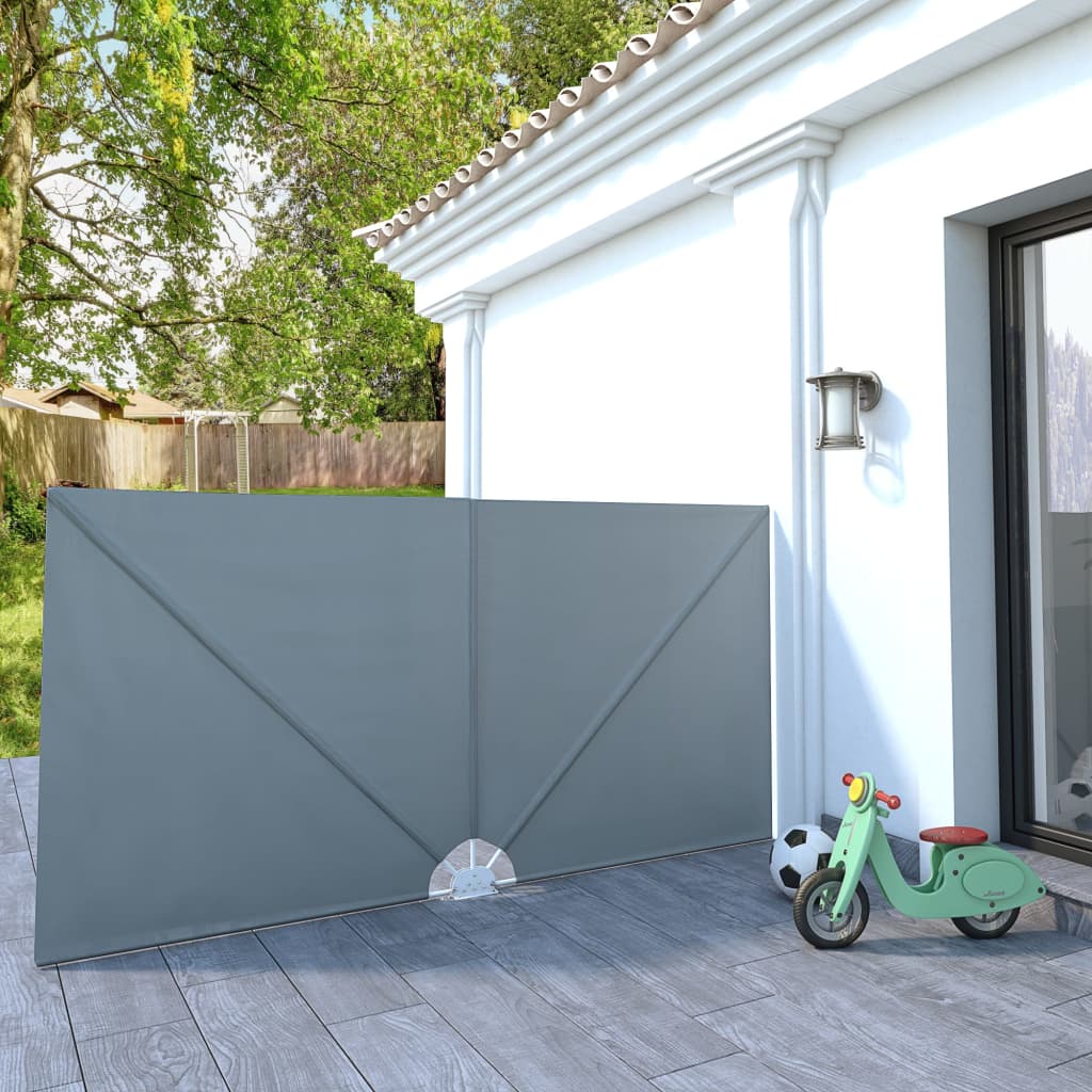 Sammenleggbar sidemarkise for terrasse grå 300x150 cm