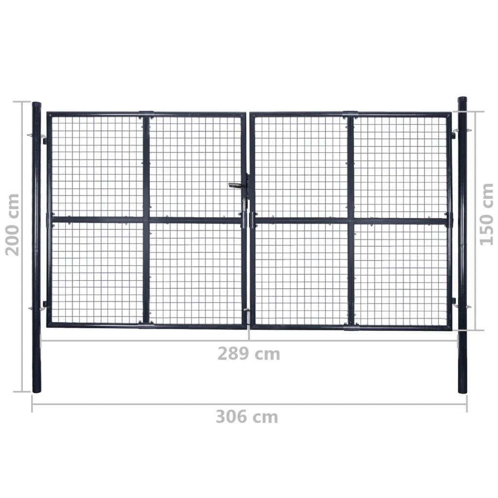 Hageport av netting galvanisert stål 300x150 cm grå