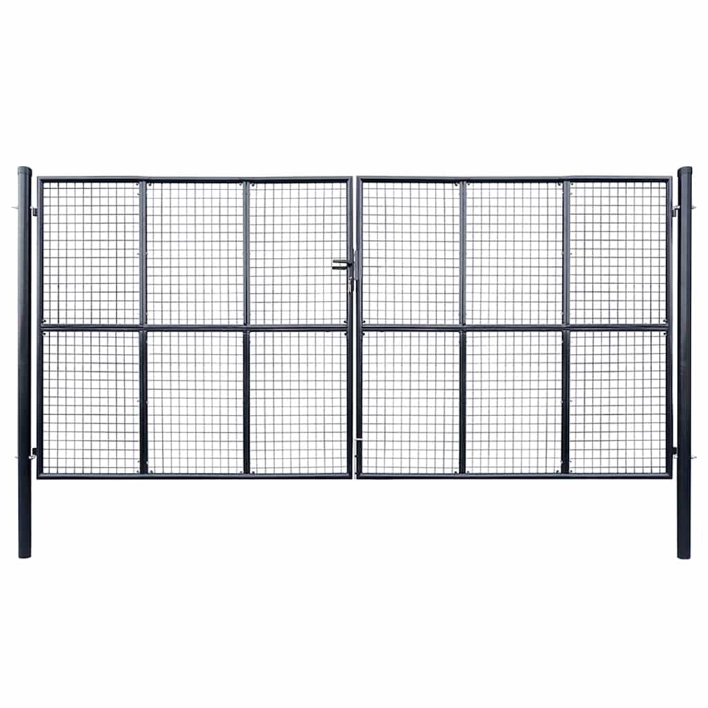 Hageport av netting galvanisert stål 400x175 cm grå