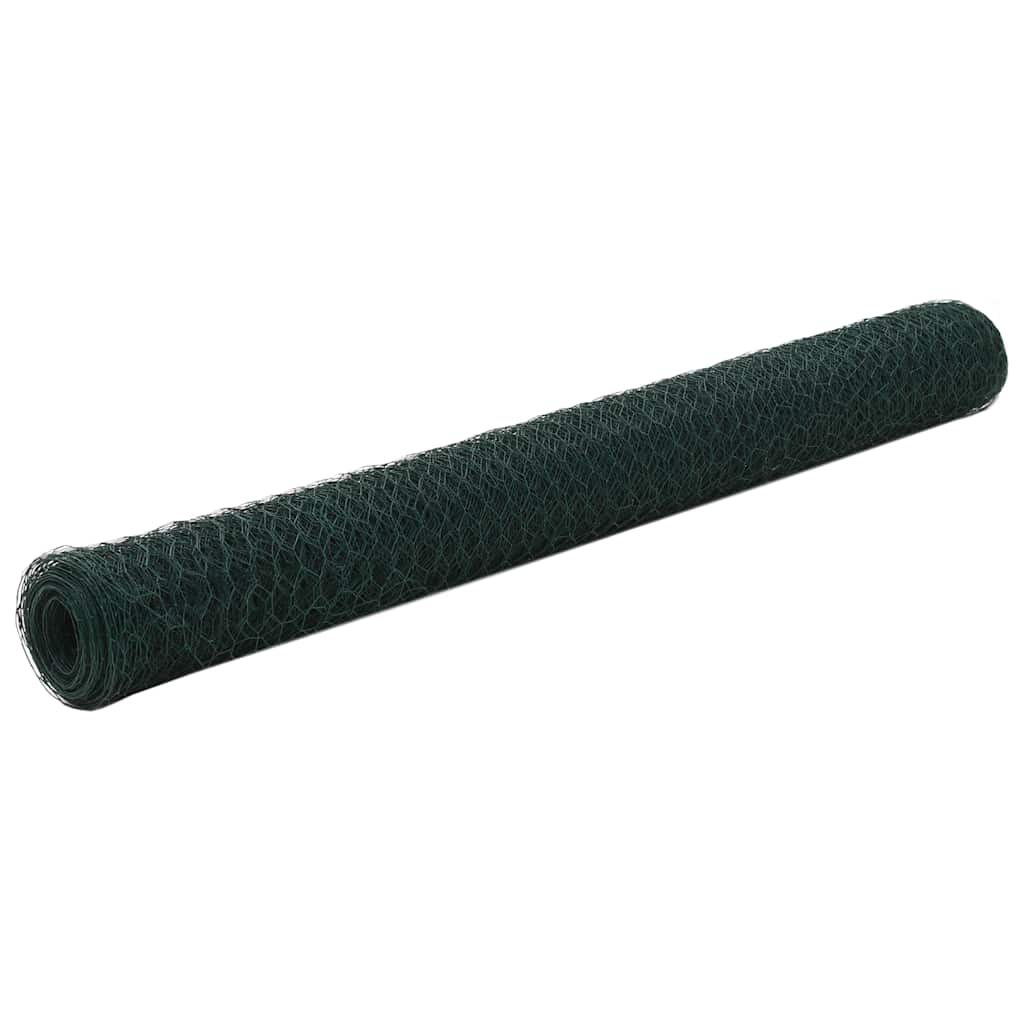 Trådgjerde kylling stål med PVC-belegg 25x1,2 m grønn vidaXL