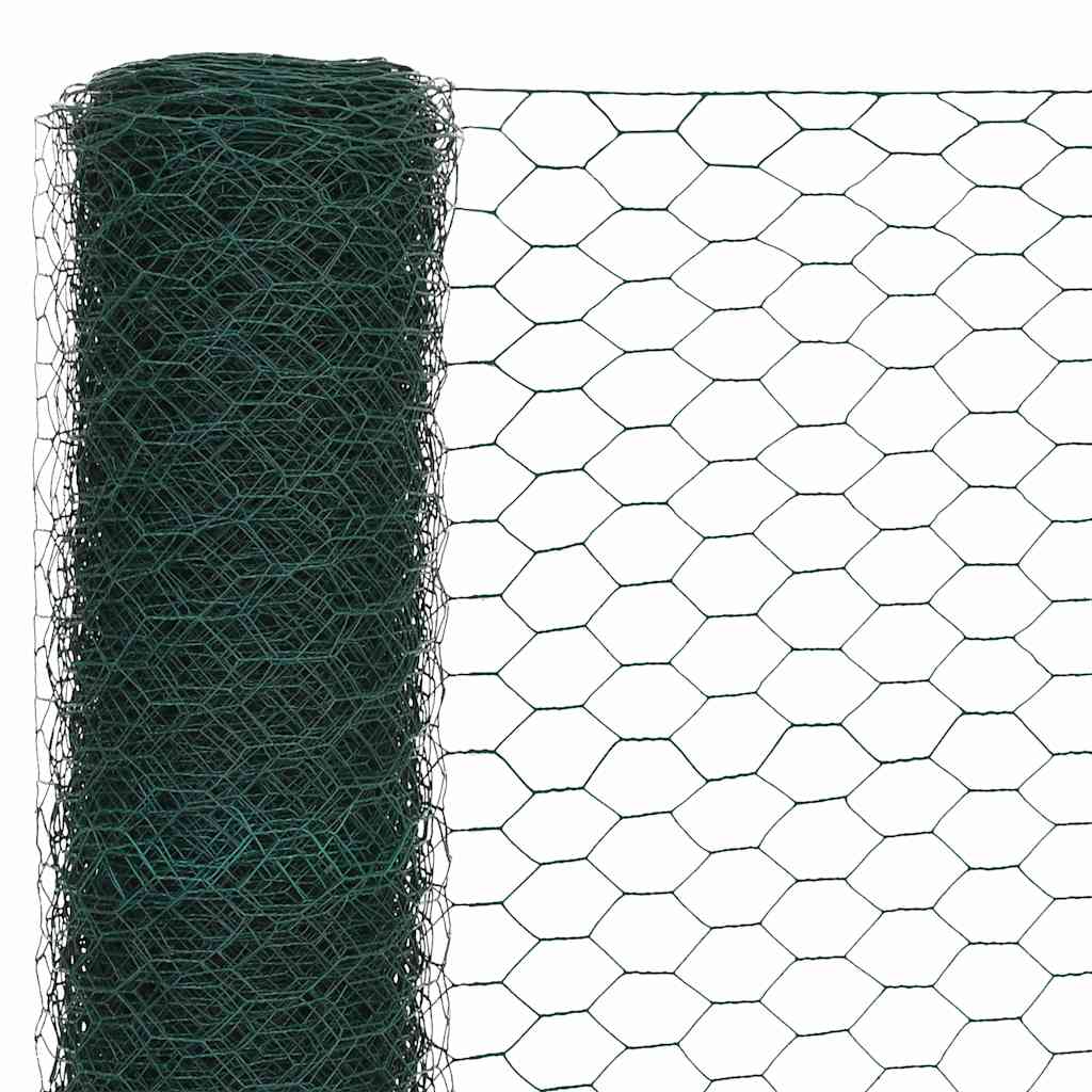 Trådgjerde kylling stål med PVC-belegg 25x1,2 m grønn vidaXL