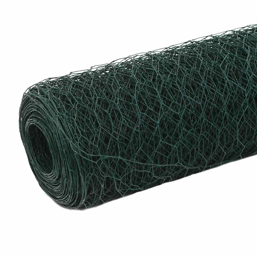 Trådgjerde kylling stål med PVC-belegg 25x1,5 m grønn vidaXL